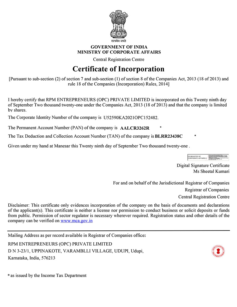 Certificate